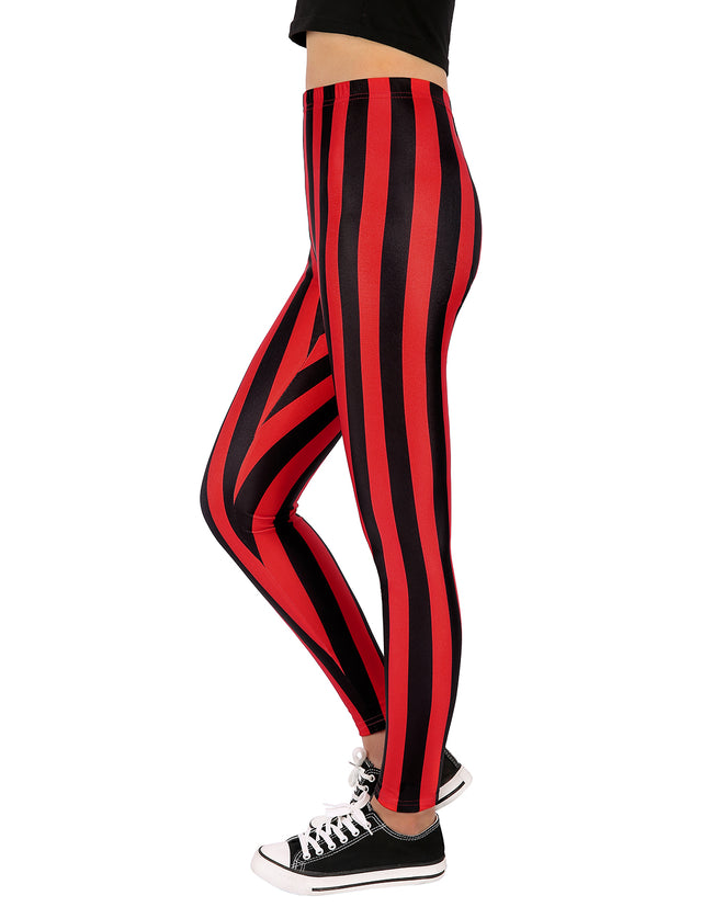 Black and Red Stripes Graphic Leggings – side view