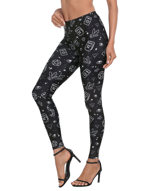 Graphic Print Witch Spells Legging Tights