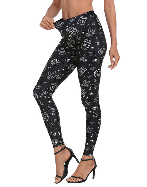 Graphic Print Witch Spells Legging Tights