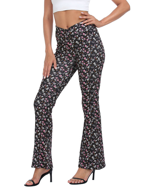 Womens Crossover Ribbed Flare Yoga Pants