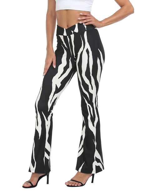Womens Crossover Ribbed Flare Yoga Pants