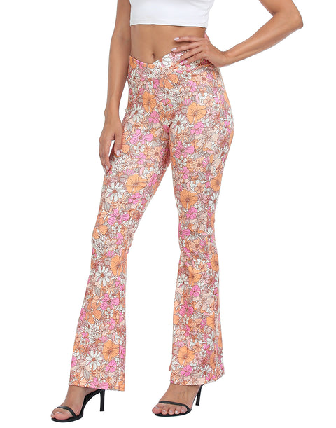 Womens Crossover Ribbed Flare Yoga Pants