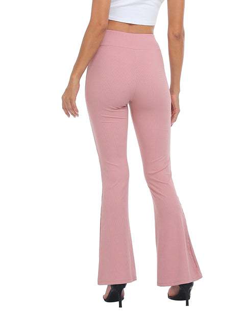 Womens Crossover Ribbed Flare Yoga Pants