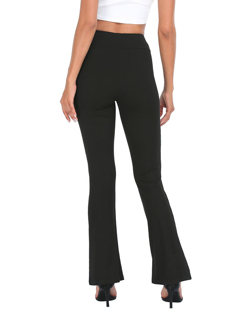 Womens Crossover Ribbed Flare Yoga Pants
