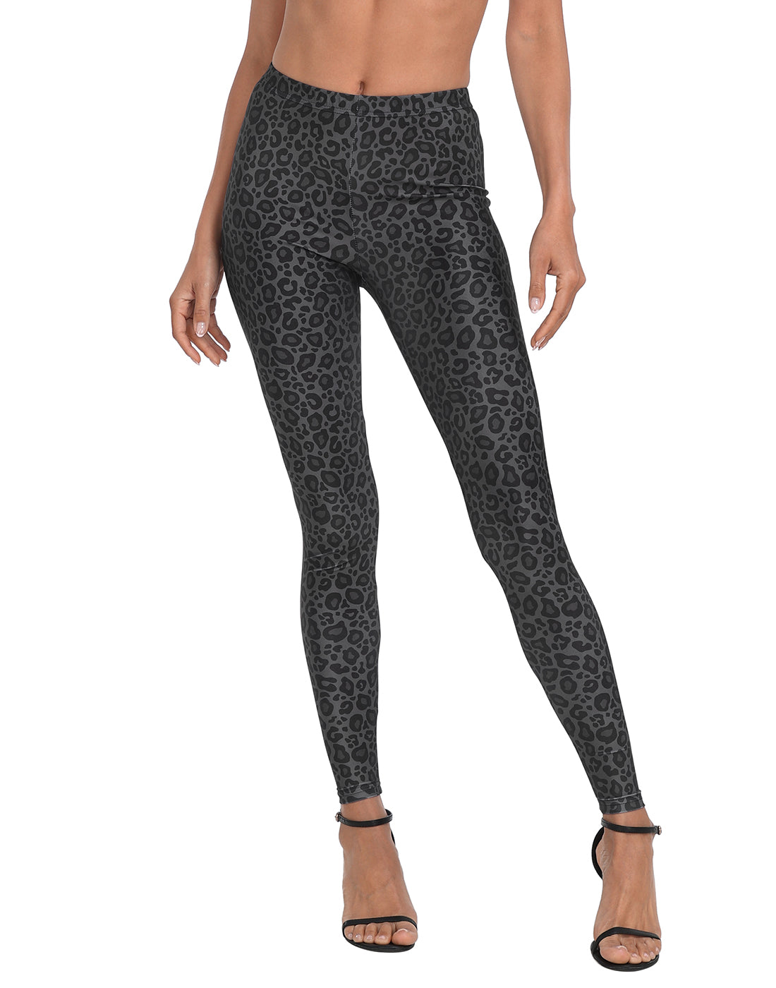 Black Leopard Print Leggings Graphic Tights in Black Leopard