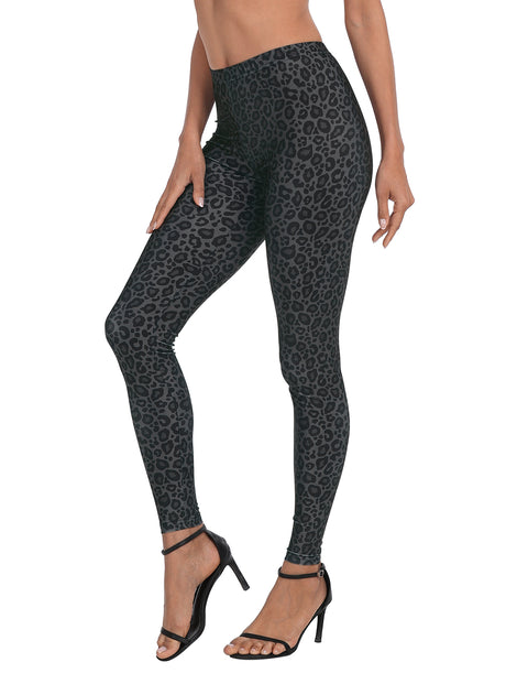 Graphic Print Black Leopard Legging Tights