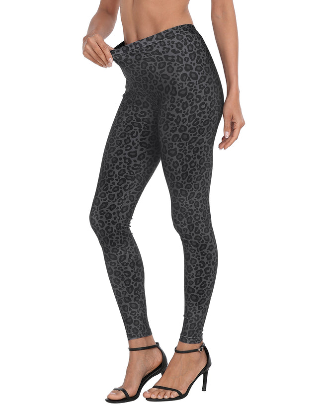 Black Leopard Print Leggings Graphic Tights – close-up detail