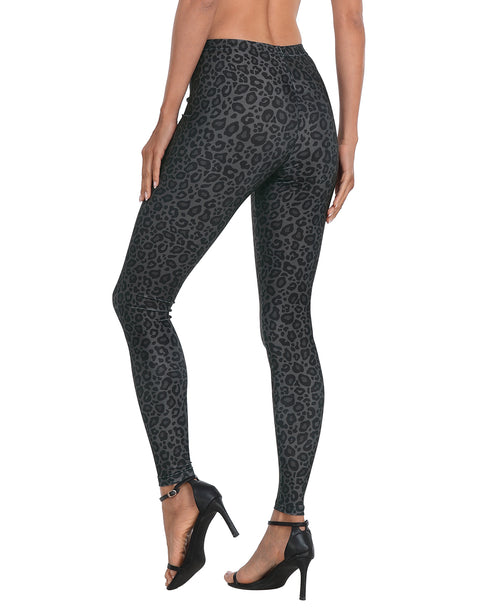 Graphic Print Black Leopard Legging Tights
