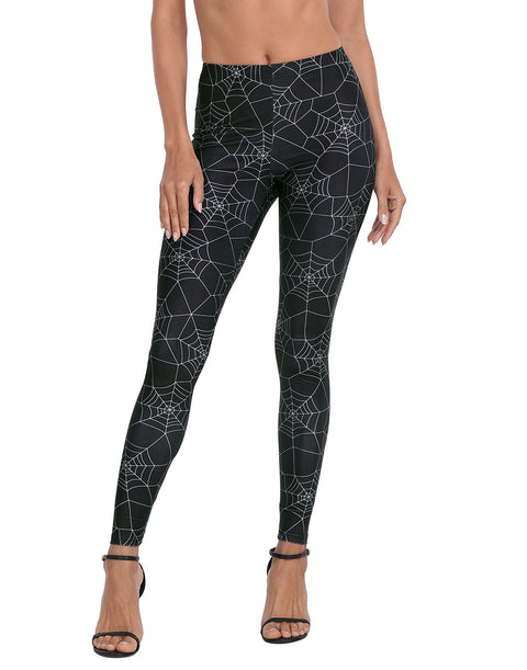Graphic Print Spiderweb Legging Tights