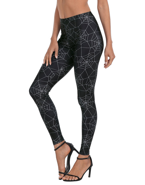 Graphic Print Spiderweb Legging Tights