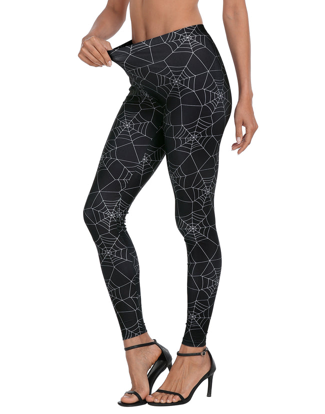 Spiderweb Print Leggings Graphic Tights – close-up detail