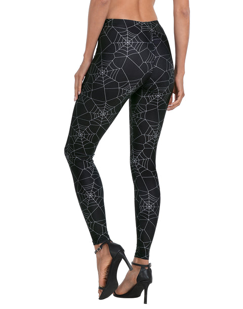 Graphic Print Spiderweb Legging Tights