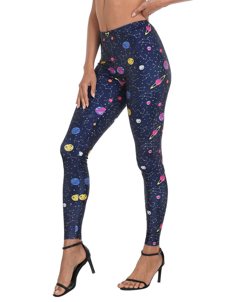 Graphic Print Solar System Legging Tights