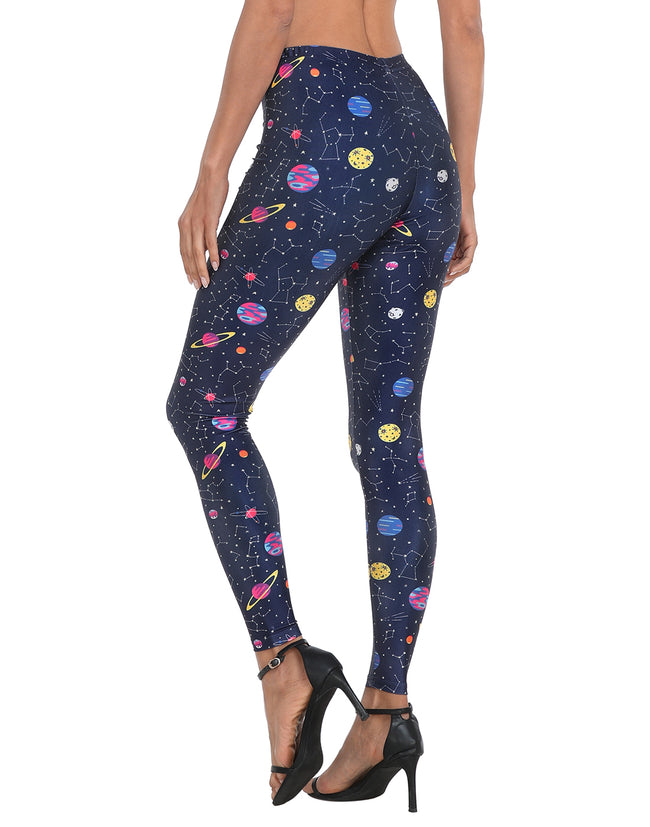 Solar System Print Leggings Graphic Tights – alternate view