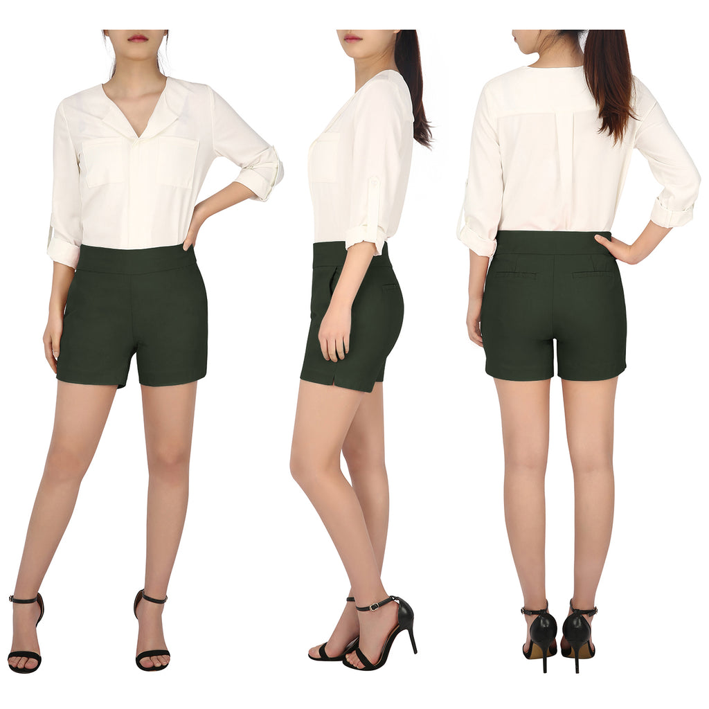 Pull-on Chino Shorts for Women with 4" Inseam