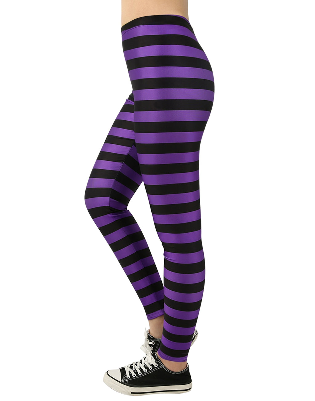 Black and Purple Striped Leggings