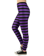 Black and Purple Striped Leggings