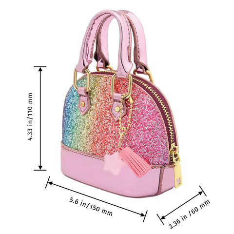 Small Crossbody Rainbow Glitter Purse for Little Girls