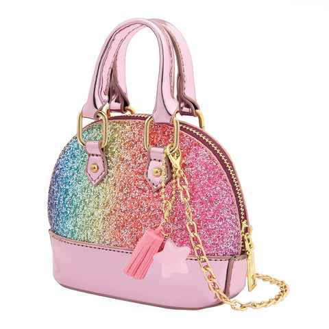 Small Crossbody Rainbow Glitter Purse for Little Girls