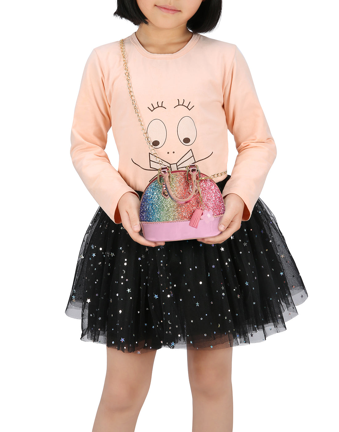 Small Crossbody Rainbow Glitter Purse for Little Girls