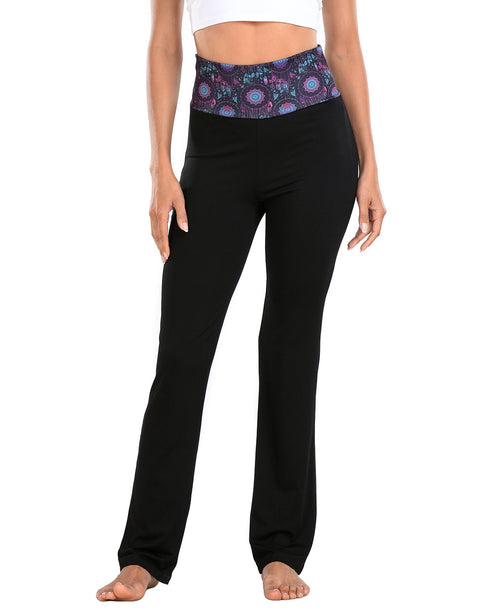 Color Block Fold Over Waist Yoga Pants
