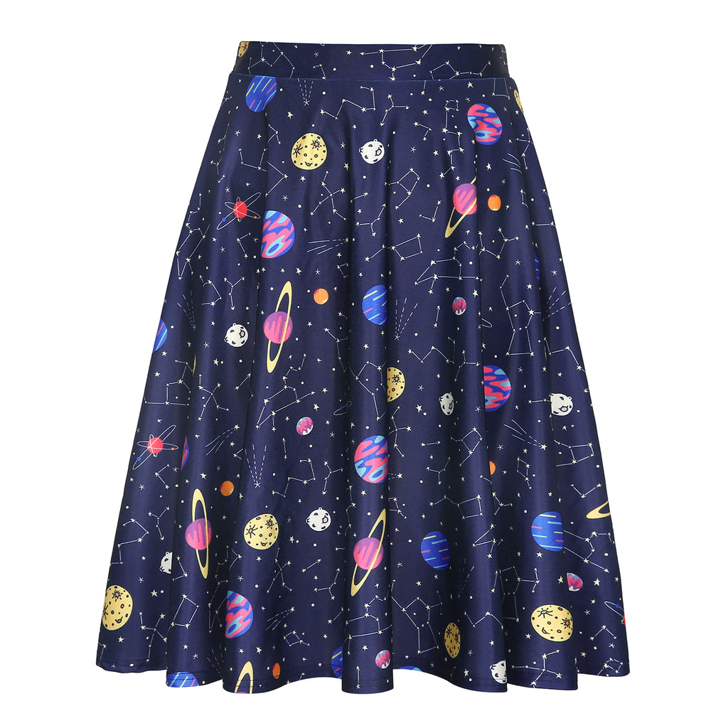 Outer Space Constellations Midi Skirt