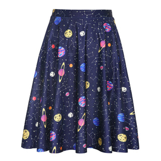 Outer Space Constellations Midi Skirt in Solar System