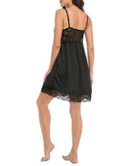 Womens Silk Nightgown Satin Lace Chemise Dress