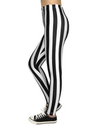 Black and White Striped Leggings