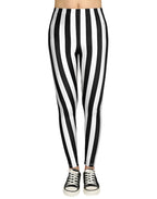 Black and White Striped Leggings
