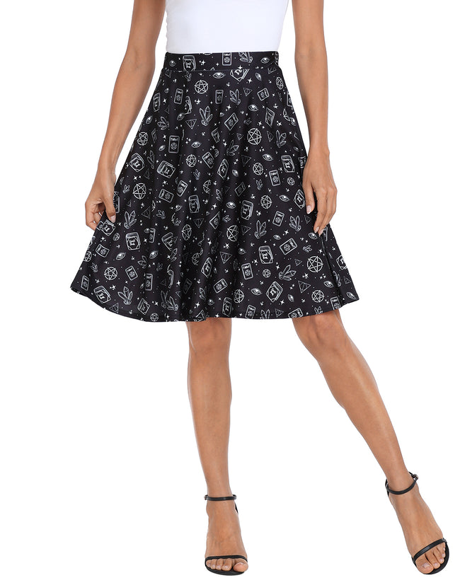 Witch Spells Midi Skater Skirt Halloween – side view