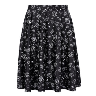 Witch Spells Midi Skater Skirt Halloween in Witch Spells