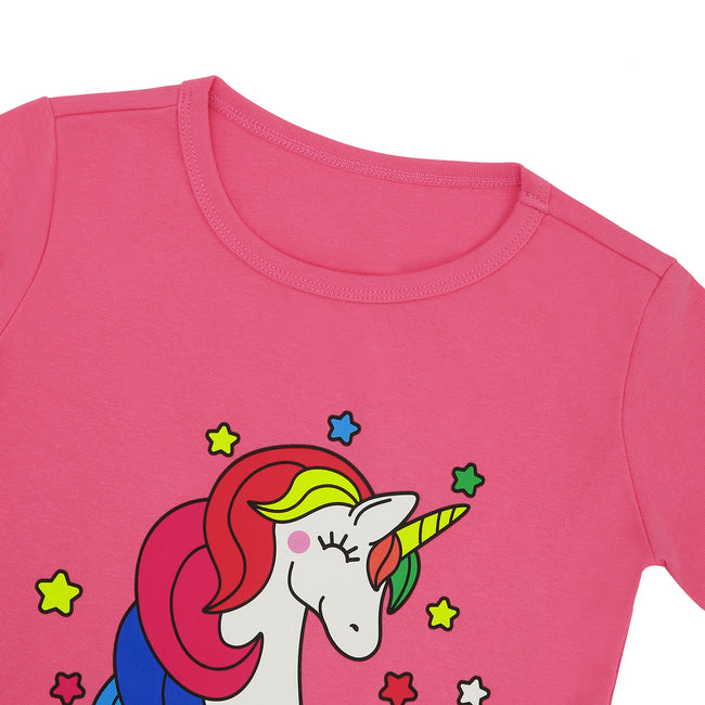Pink Unicorn Girls Pajama Set + Doll Outfit – side view