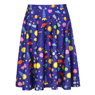 Magic Outer Space Midi Skater Skirt Pleated in Magic Outer Space