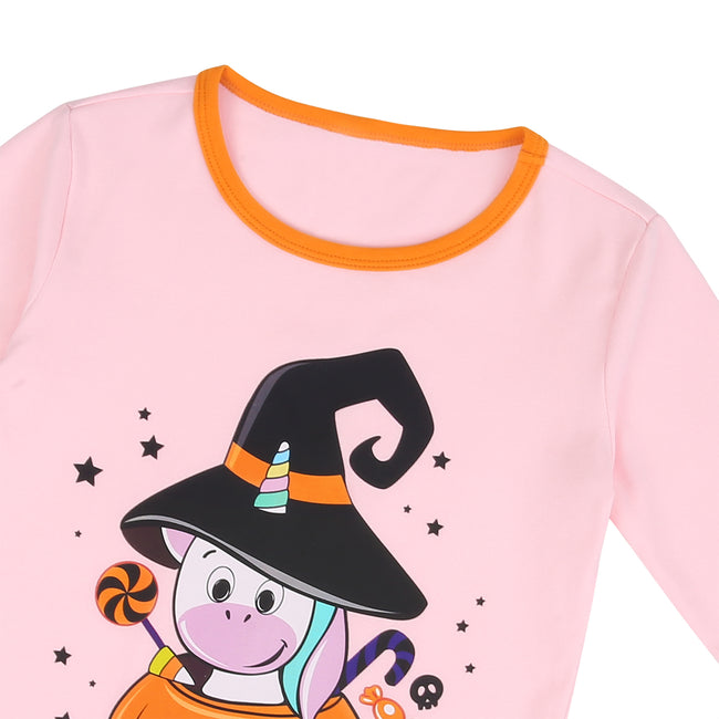 Halloween Unicorn Girls Pajama Set with Doll – side view