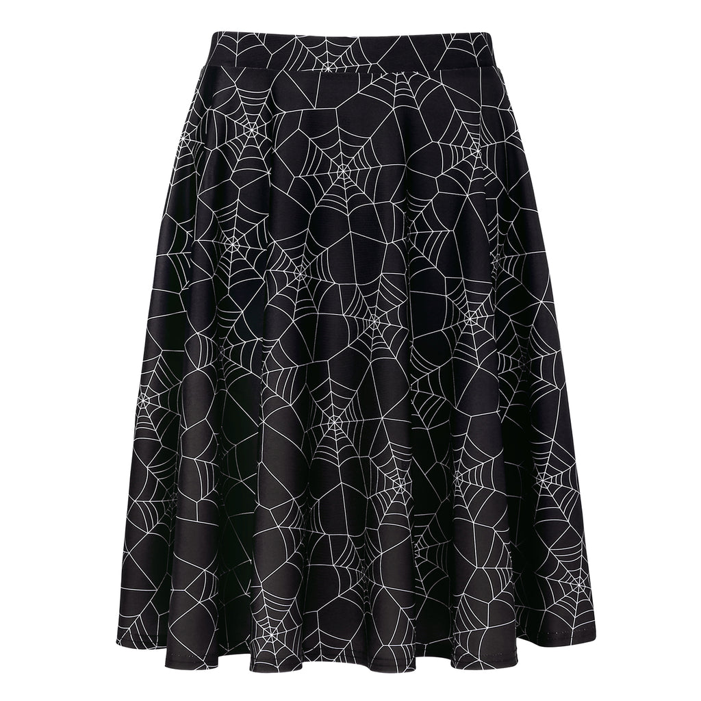 Spiderwebs Midi Skater Skirt