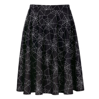 Spiderwebs Midi Skater Skirt Halloween Print in Spiderweb