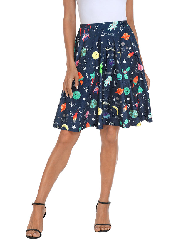 Space Alphabet Midi Skater Skirt Pleated – side view
