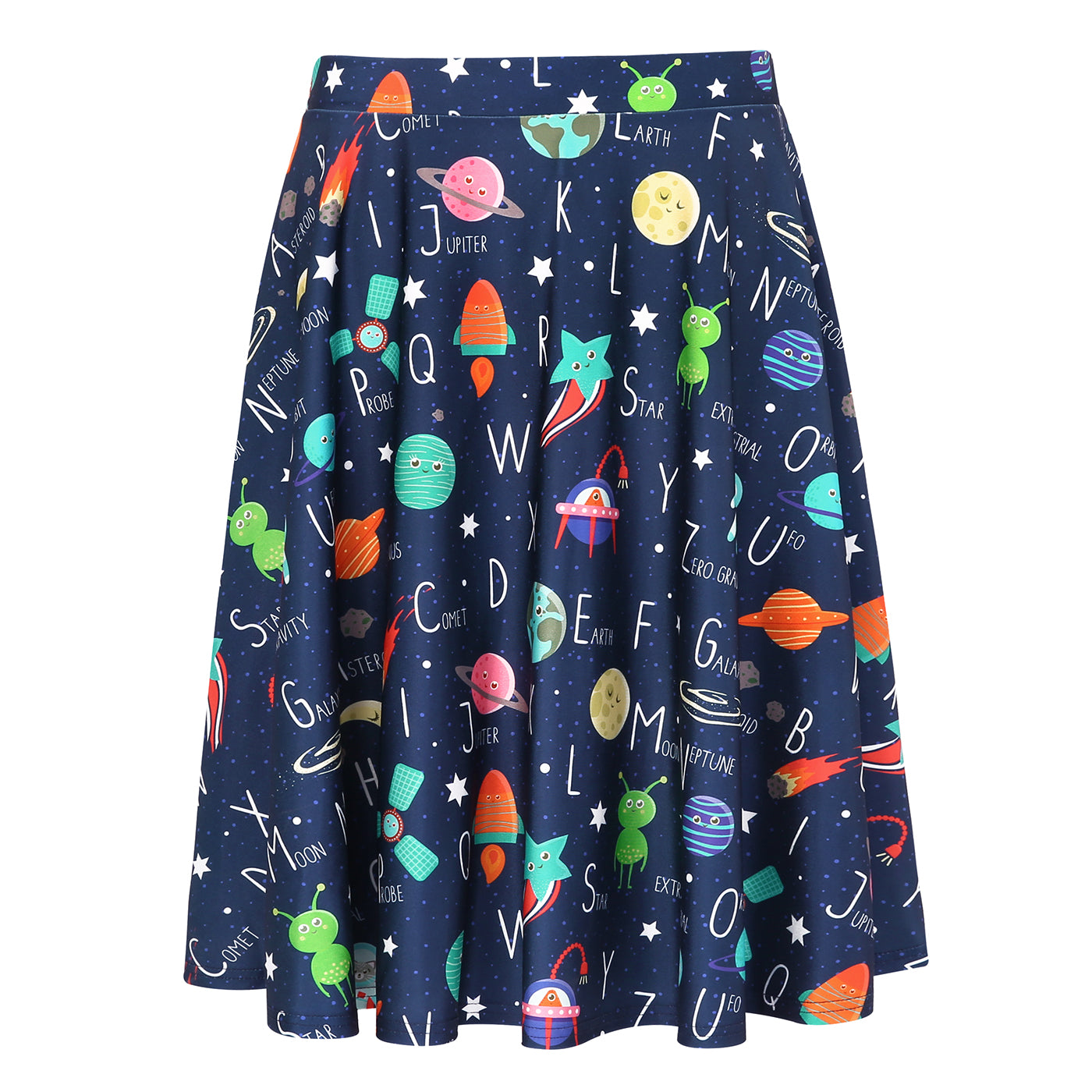 Space Alphabet Midi Skater Skirt