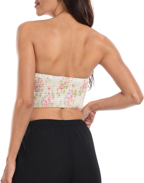Women's Strapless Linen Corset Crop Top
