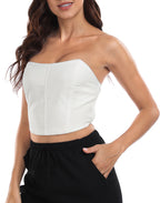 Women's Strapless Linen Corset Crop Top – product view 9