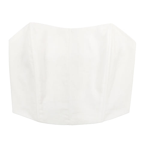 Women's Strapless Linen Corset Crop Top