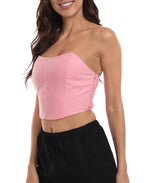 Women's Strapless Linen Corset Crop Top – product view 24