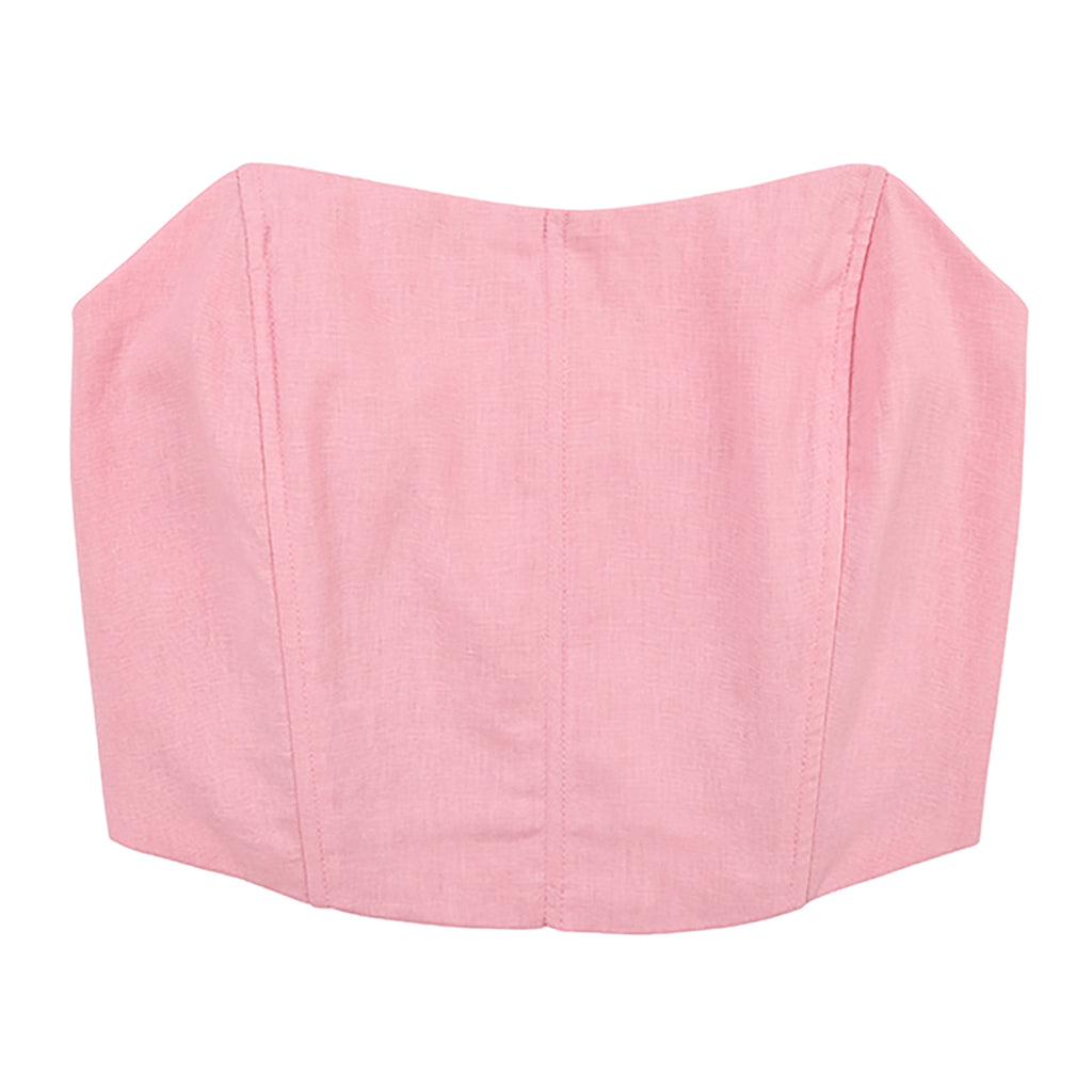 Women's Strapless Linen Corset Crop Top – product view 25
