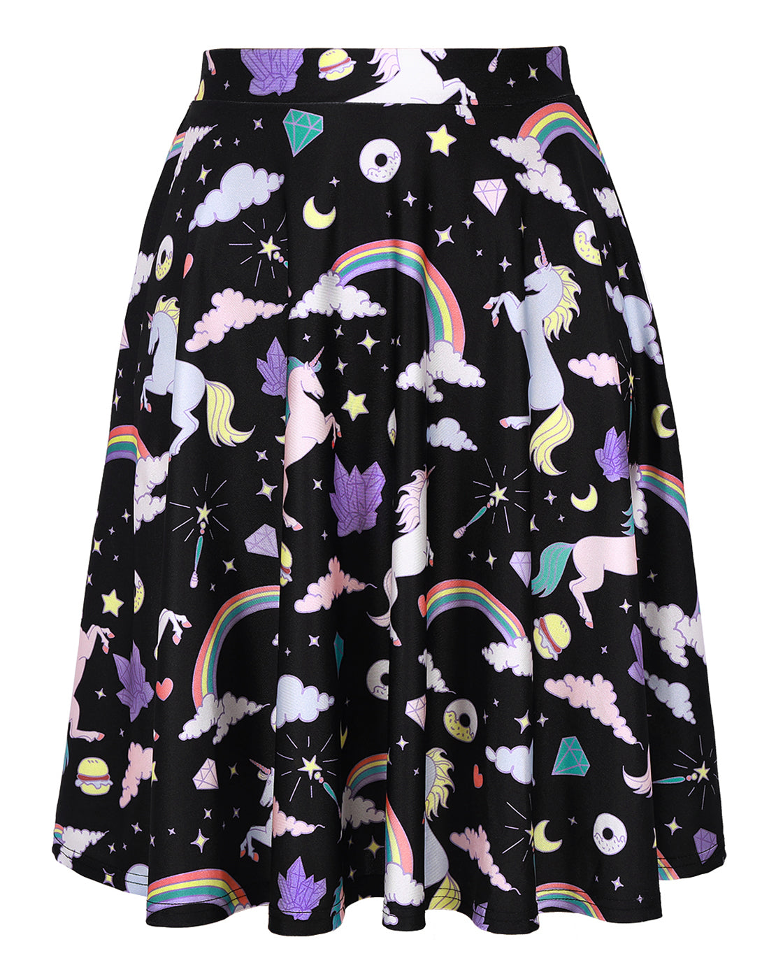 Unicorns and Rainbows Midi Skirt Pleated in Unicorns and Rainbows