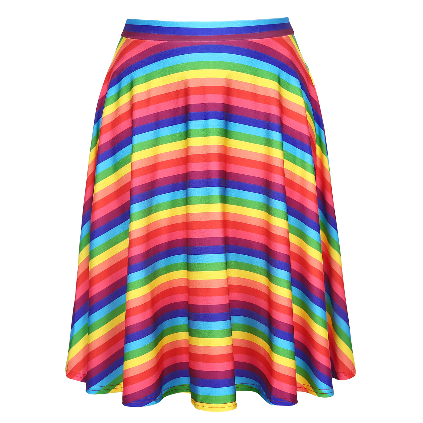 Striped Rainbow Midi Skirt
