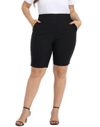 Plus Size Pull On Bermuda Shorts with Pockets and 10" Inseam