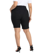Plus Size Pull On Bermuda Shorts with Pockets and 10" Inseam