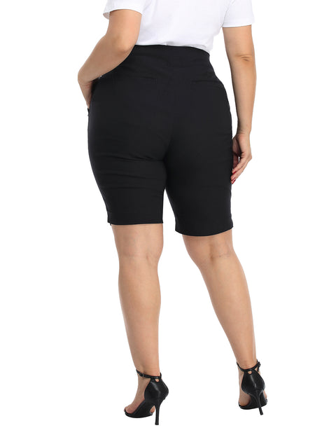Plus Size Pull On Bermuda Shorts with Pockets and 10" Inseam