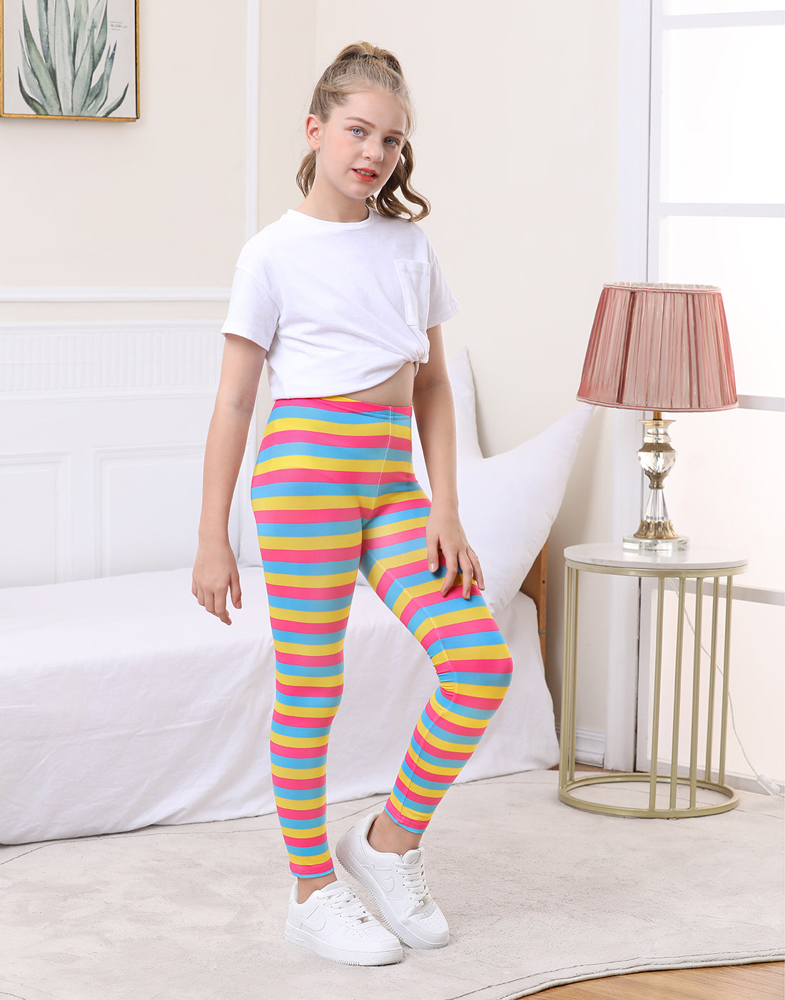 Girl's Candy Stripes Ultra Soft Leggings Secondary image